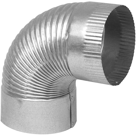 Corrugated Elbow, 4 In Connection, 30 Gauge, Galvanized